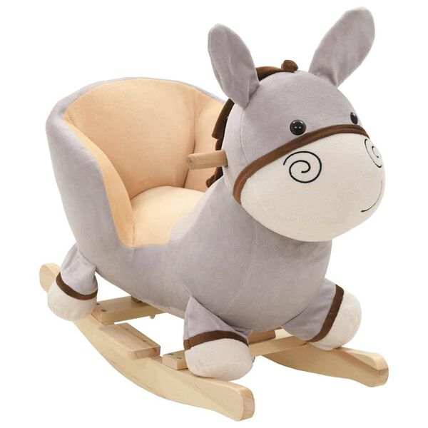 Burro balancín de peluche con respaldo gris 60x32x55 cm Burro