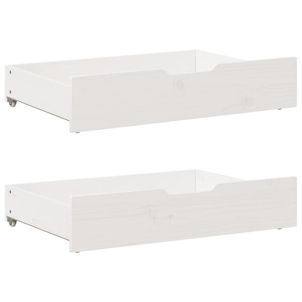 Cajones debajo cama 2 uds madera maciza pino blanco 80x55x17 cm Blanco 80 x 55 x 16 cm