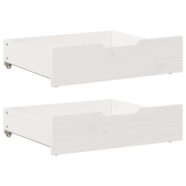 Cajones debajo cama 2 uds madera maciza pino blanco 75x55x17 cm Blanco 75 x 55 x 16 cm