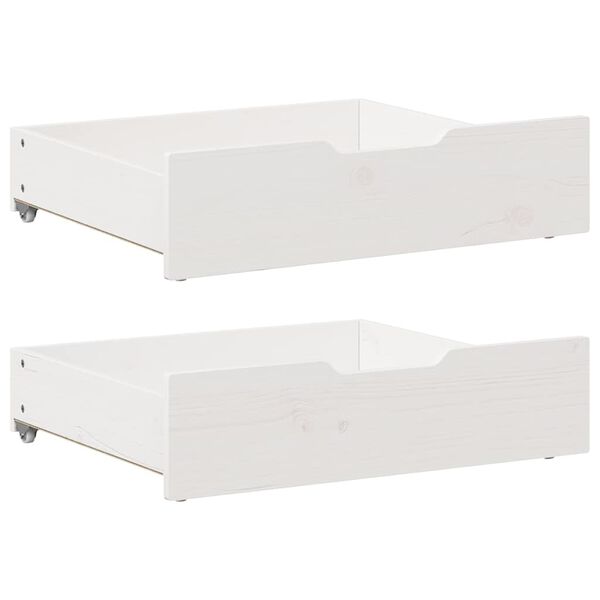 Cajones debajo cama 2 uds madera maciza pino blanco 65x55x17 cm Blanco 65 x 55 x 16 cm