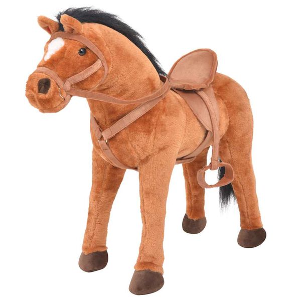 Caballo de juguete de pie de peluche marrón caballo marrón