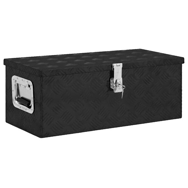 Caja de almacenaje de aluminio negro 70x31x27 cm Negro 70 x 31 x 27 cm
