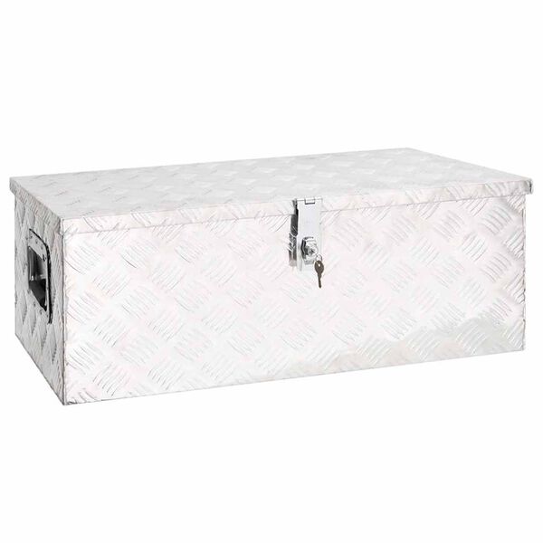 Caja de almacenaje de aluminio plateado 80x39x30 cm Plateado 80 x 39 x 30 cm