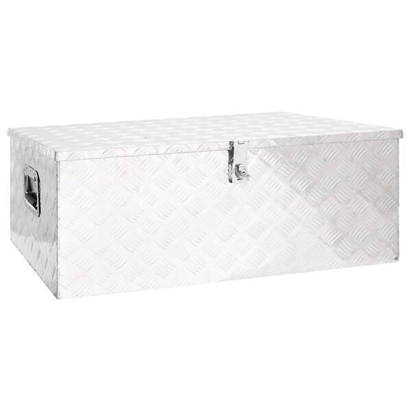 Caja de almacenaje de aluminio plateado 100x55x37 cm Plateado 100 x 55 x 37 cm