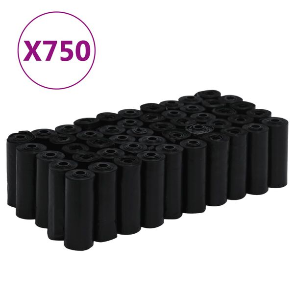 Bolsas para cacas de perro 750 uds PE negro 30×20 cm