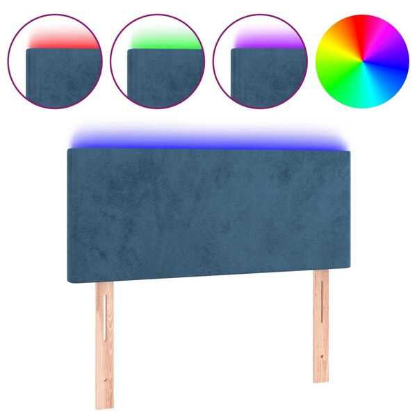 Cabecero con LED de terciopelo azul oscuro 80x5x78/88 cm Azul oscuro 80 x 5 x 78/88 cm