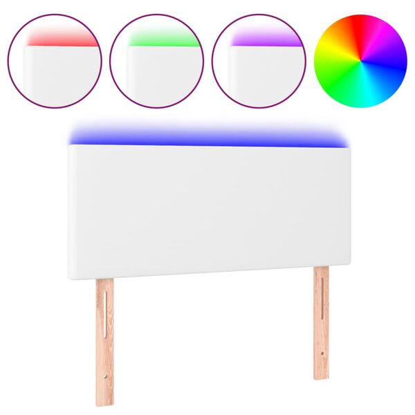 Cabecero con LED cuero sintético blanco 90x5x78/88 cm Blanco 90 x 5 x 78/88 cm