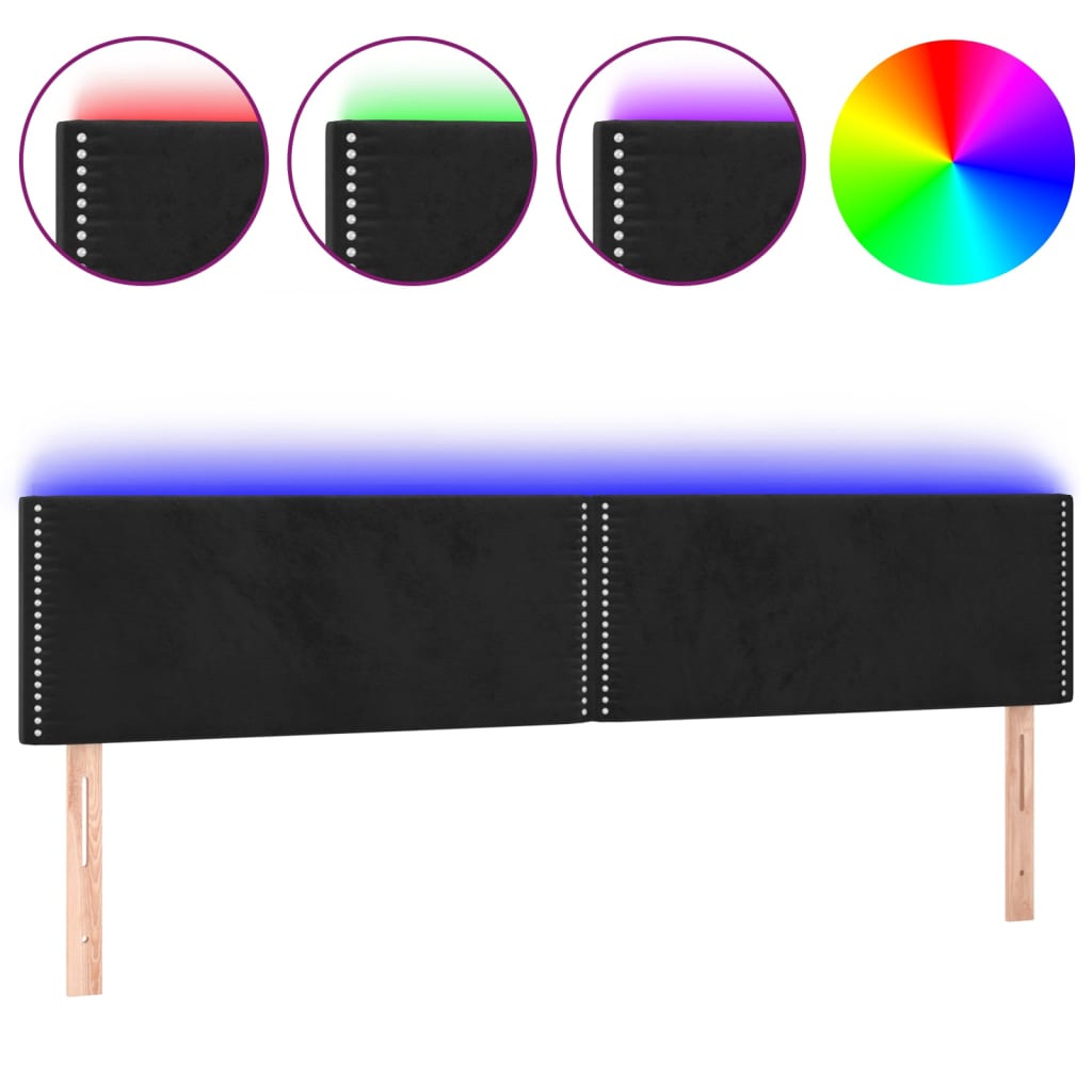Cabecero con LED de terciopelo negro 200x5x78/88 cm 3121540