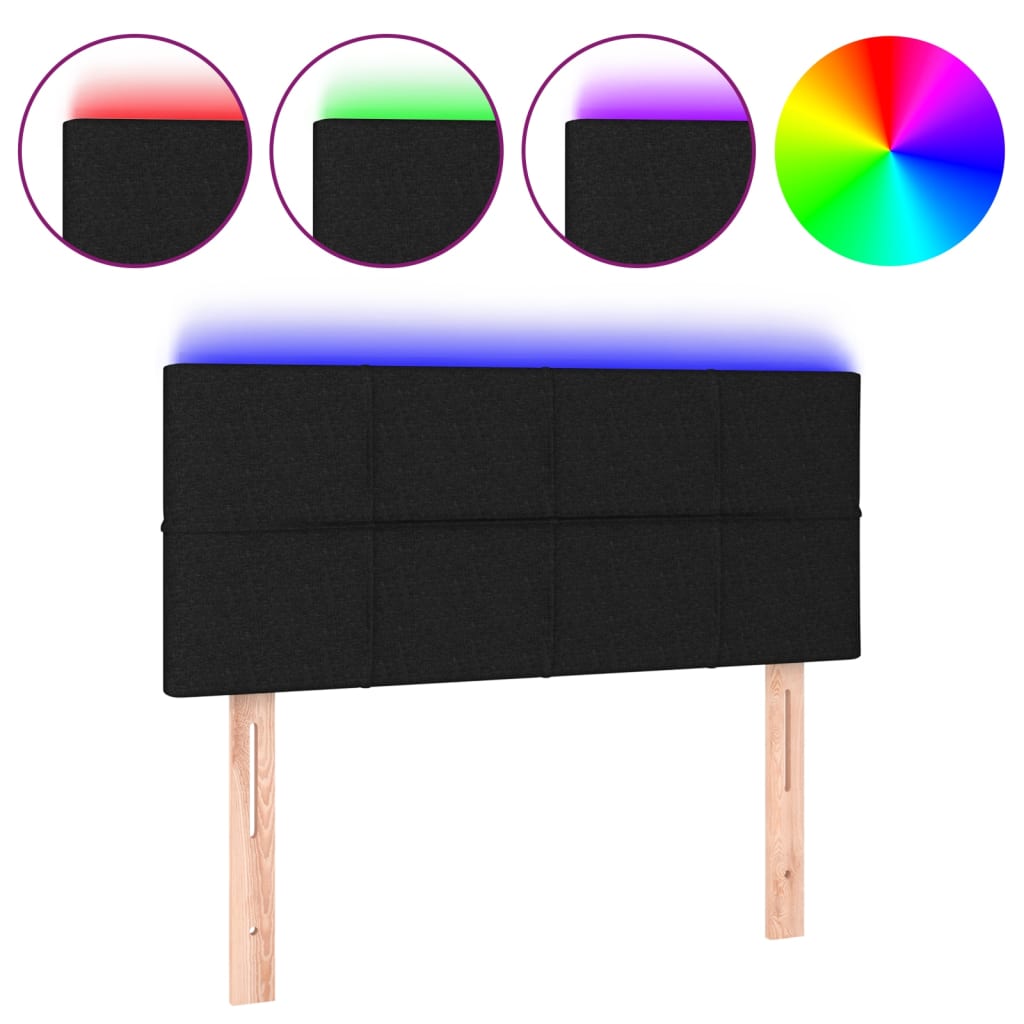 Cabecero con LED de tela negro 80x5x78/88 cm 3121588