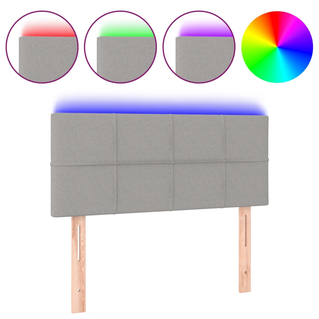 Cabecero con LED de tela gris claro 100x5x78/88 cm 3121602
