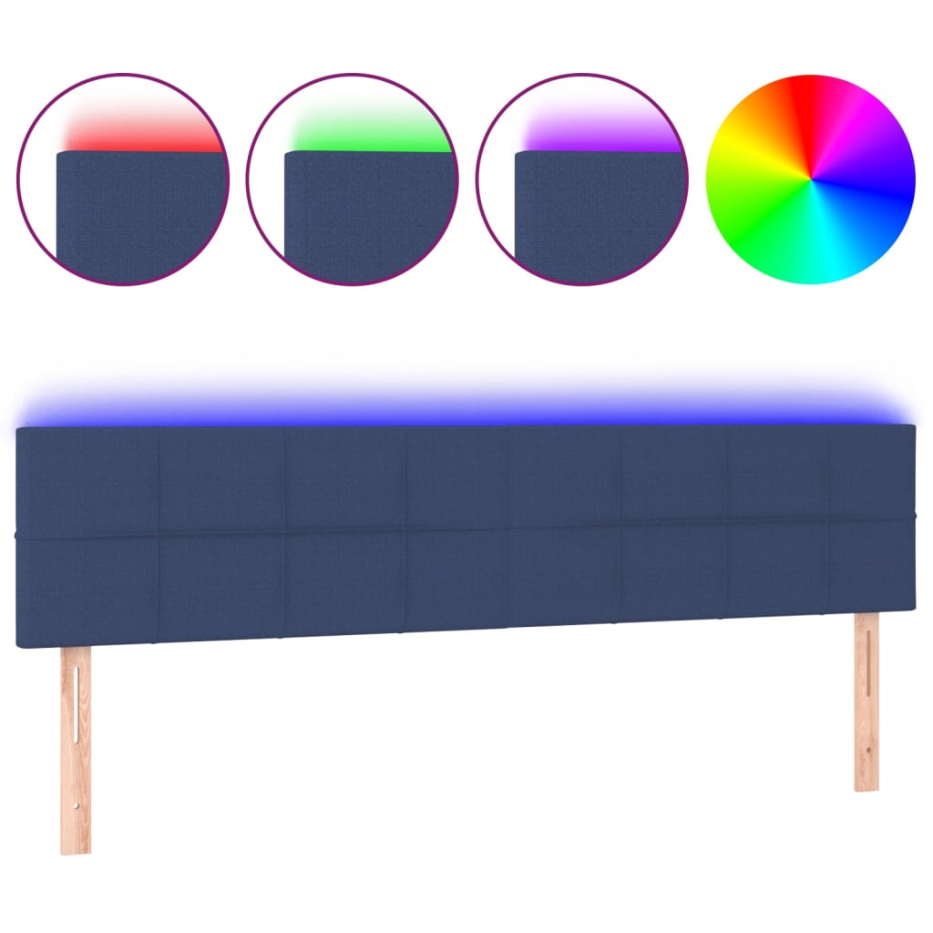 Cabecero con LED de tela azul 180x5x78/88 cm 3121632
