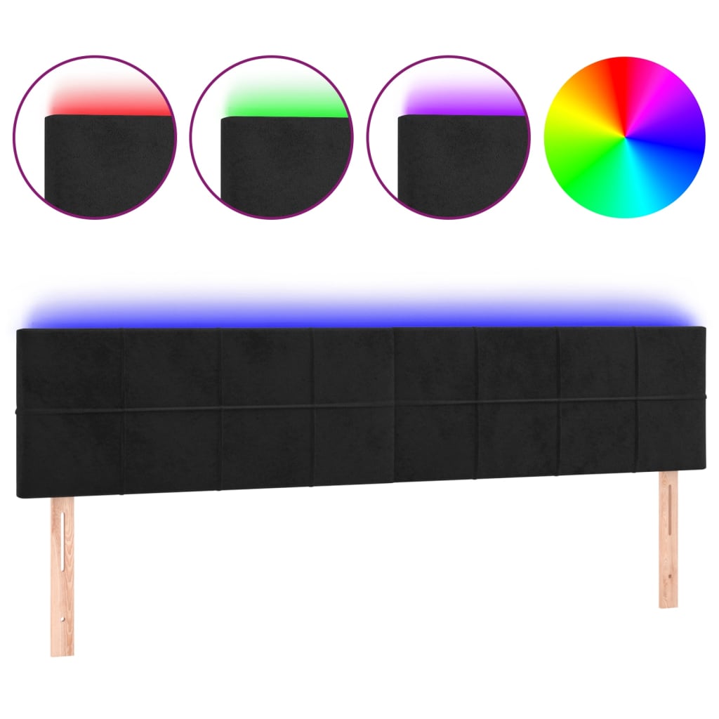 Cabecero con LED de terciopelo negro 200x5x78/88 cm 3121680