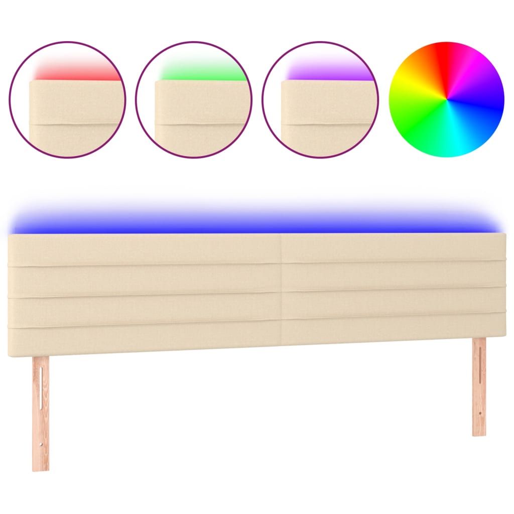 Cabecero con LED de tela color crema 160x5x78/88 cm 3121763