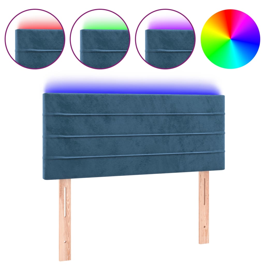 Cabecero con LED de terciopelo azul oscuro 80x5x78/88 cm 3121786