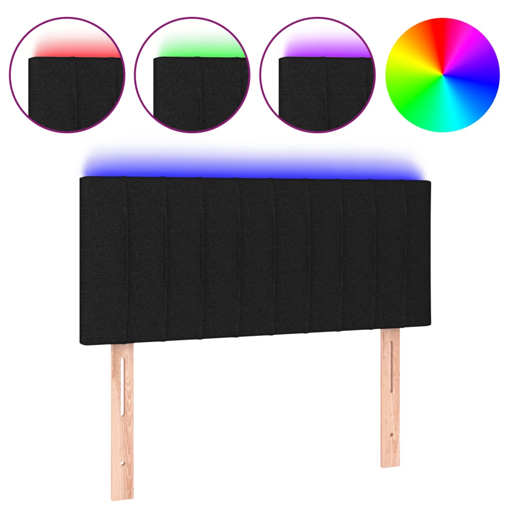 Cabecero con LED de tela negro 80x5x78/88 cm 3121826