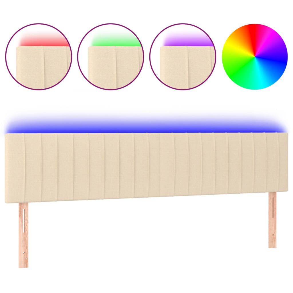 Cabecero con LED de tela color crema 160x5x78/88 cm 3121861