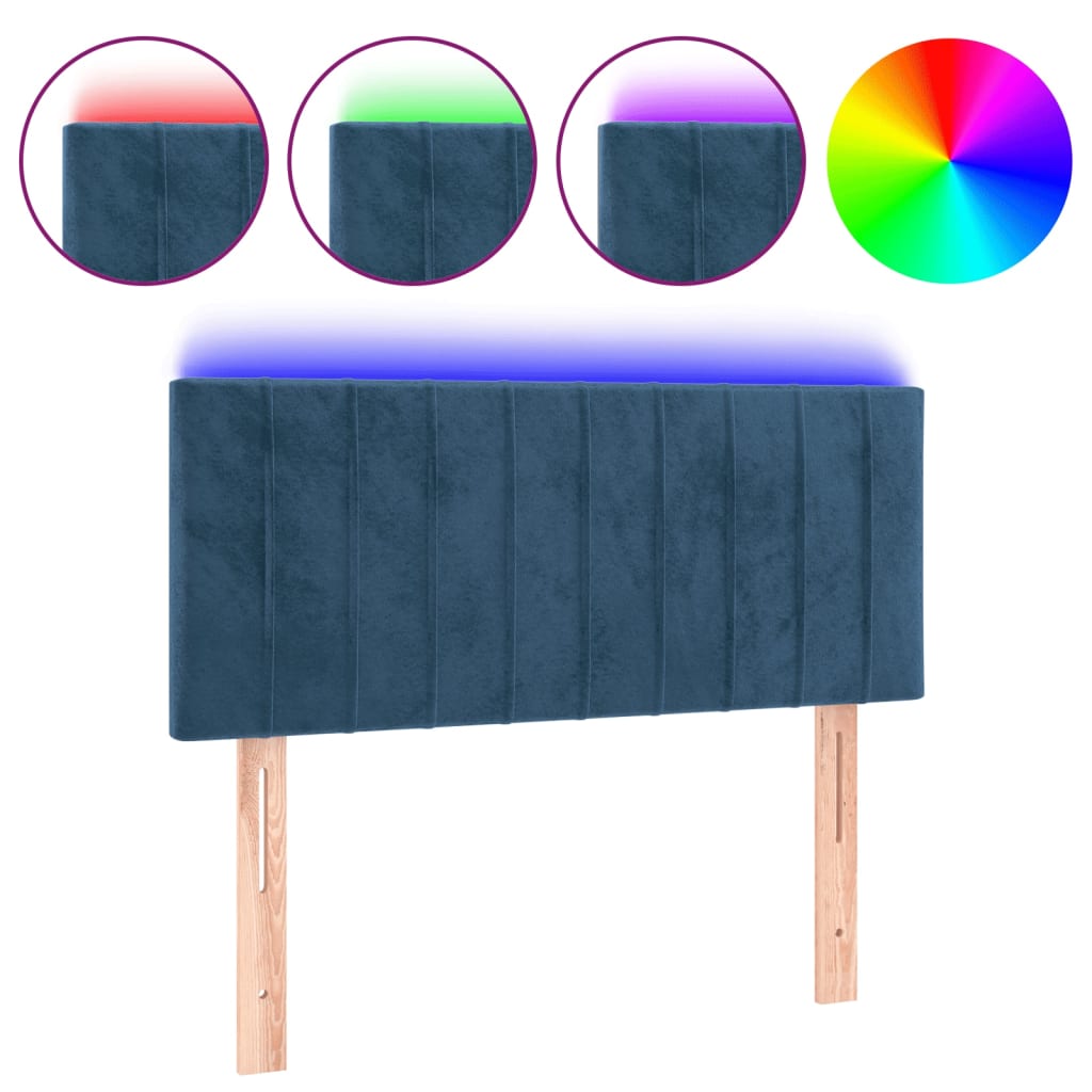 Cabecero con LED de terciopelo azul oscuro 80x5x78/88 cm 3121884