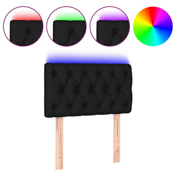 Cabecero con LED de tela negro 80x7x78/88 cm Negro 80 x 7 x 78/88 cm