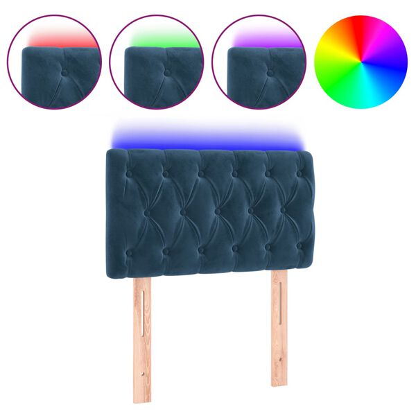 Cabecero con LED de terciopelo azul oscuro 80x7x78/88 cm Azul oscuro 80 x 7 x 78/88 cm