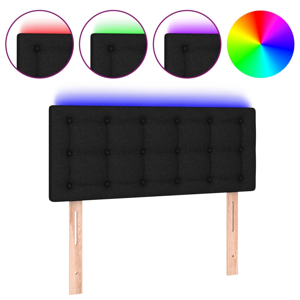 Cabecero con LED de tela negro 80x5x78/88 cm 3122022