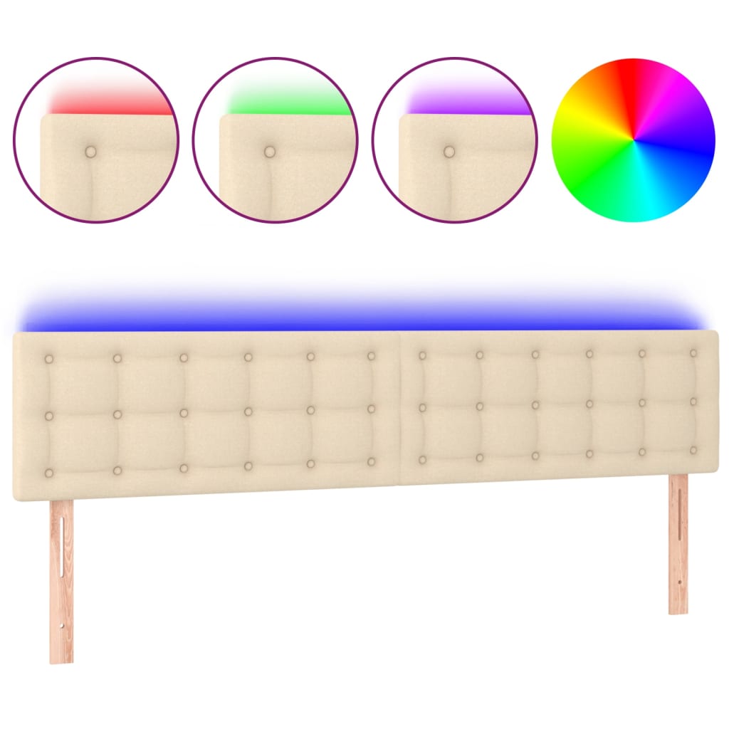 Cabecero con LED de tela color crema 160x5x78/88 cm 3122057
