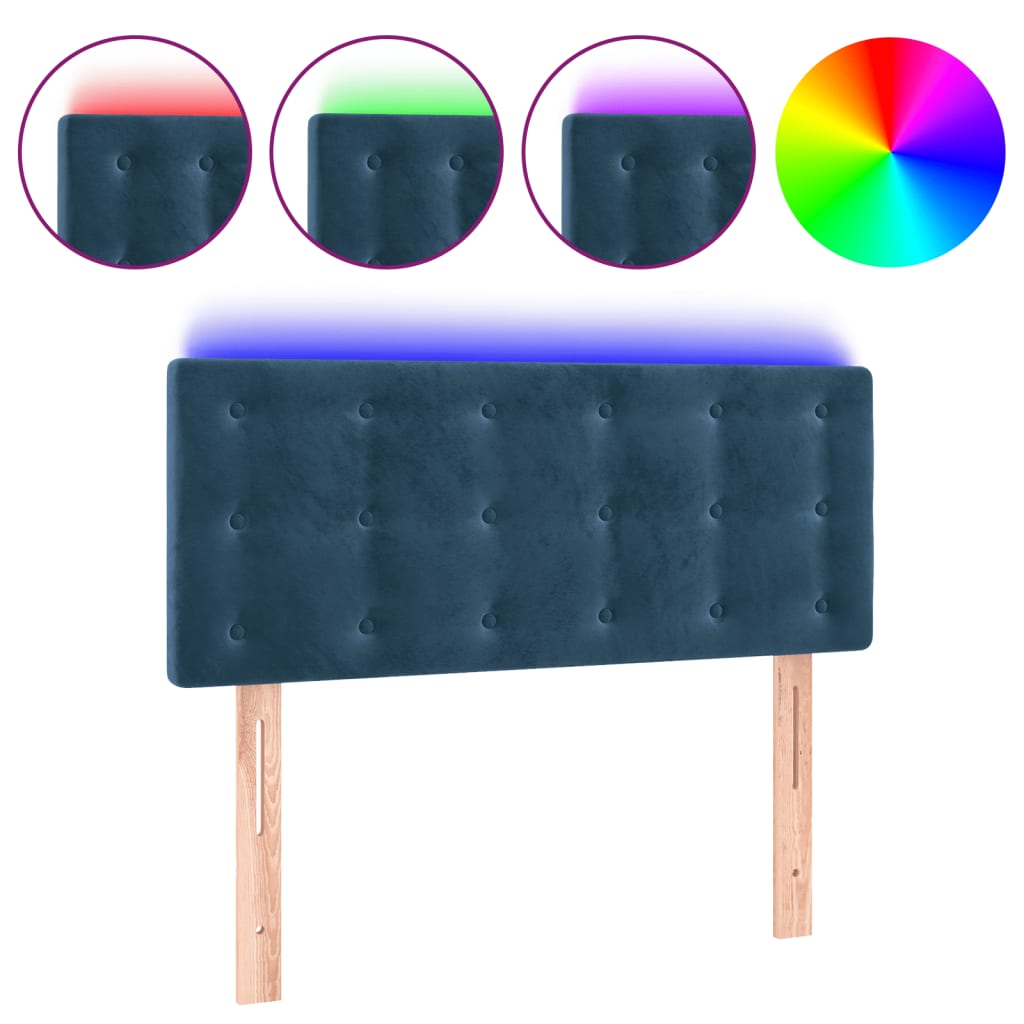 Cabecero con LED de terciopelo azul oscuro 80x5x78/88 cm 3122080