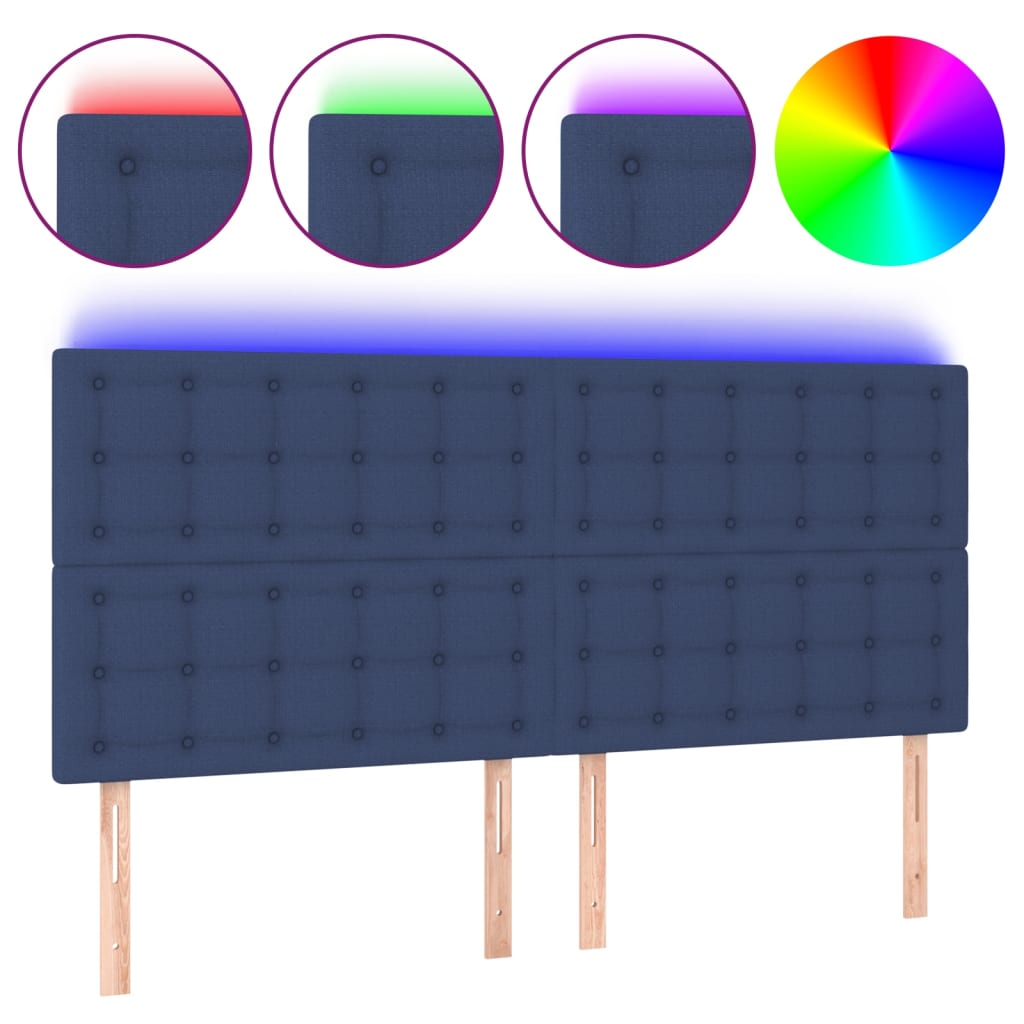 Cabecero con luces LED tela azul 200x5x118/128 cm 3122886