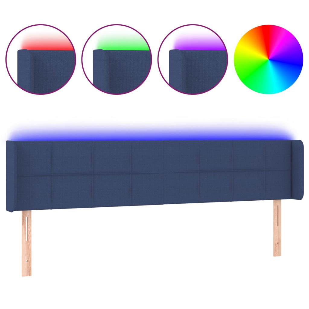 Cabecero con LED de tela azul 163x16x78/88 cm 3123248