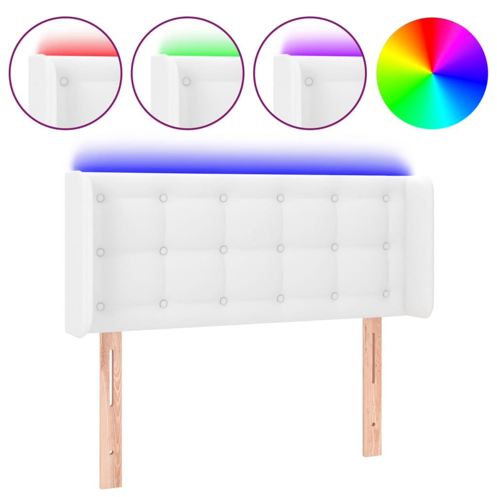 Cabecero con LED cuero sintético blanco 83x16x78/88 cm 3123309