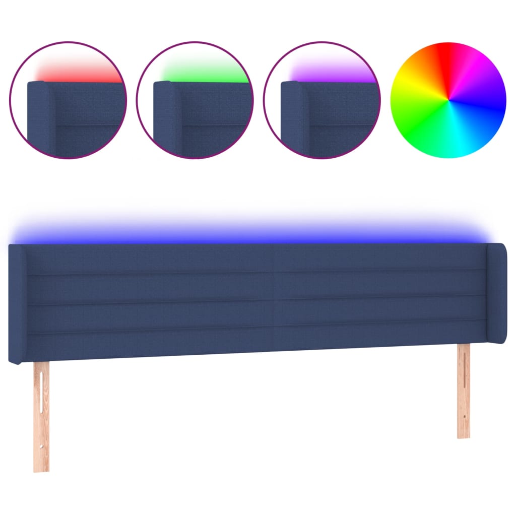 Cabecero con LED de tela azul 163x16x78/88 cm 3123388