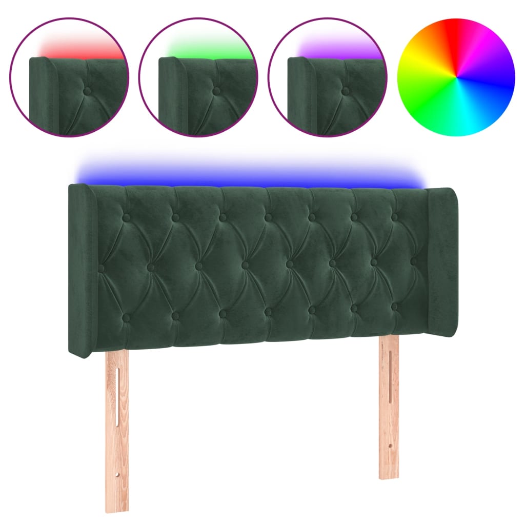 Cabecero con LED de terciopelo verde oscuro 103x16x78/88 cm 3123617