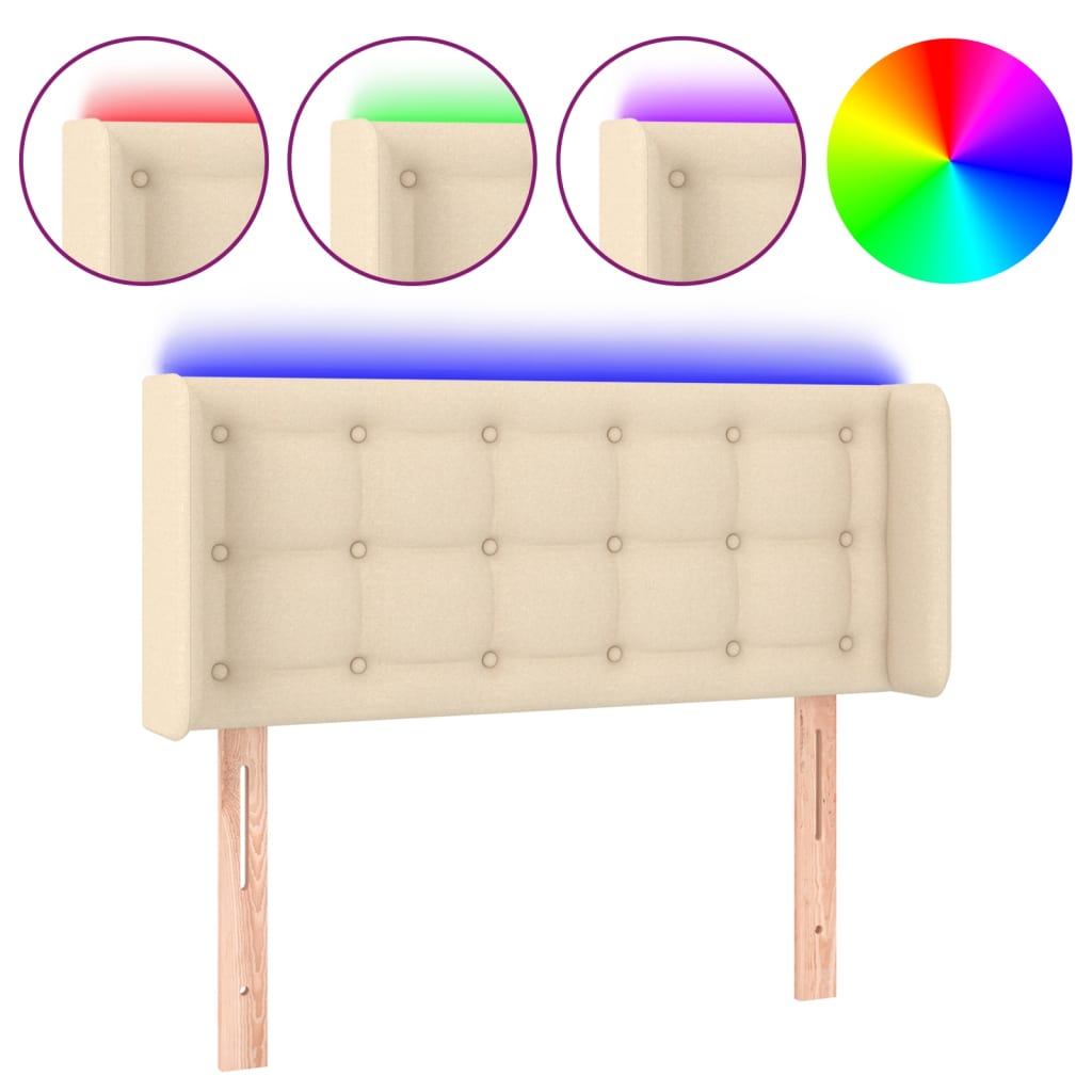 Cabecero con LED de tela crema 93x16x78/88 cm 3123657