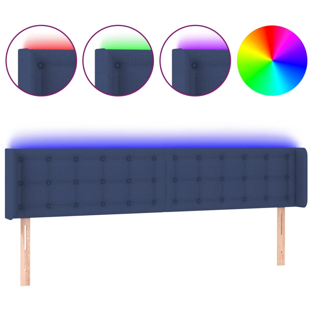 Cabecero con LED de tela azul 163x16x78/88 cm 3123682