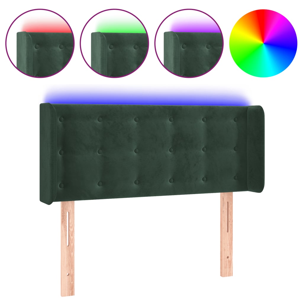 Cabecero con LED de terciopelo verde oscuro 103x16x78/88 cm 3123715