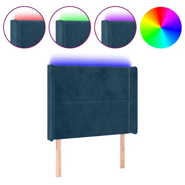 Cabecero con LED de terciopelo azul oscuro 83x16x118/128 cm Azul oscuro 83 x 16 x 118/128 cm