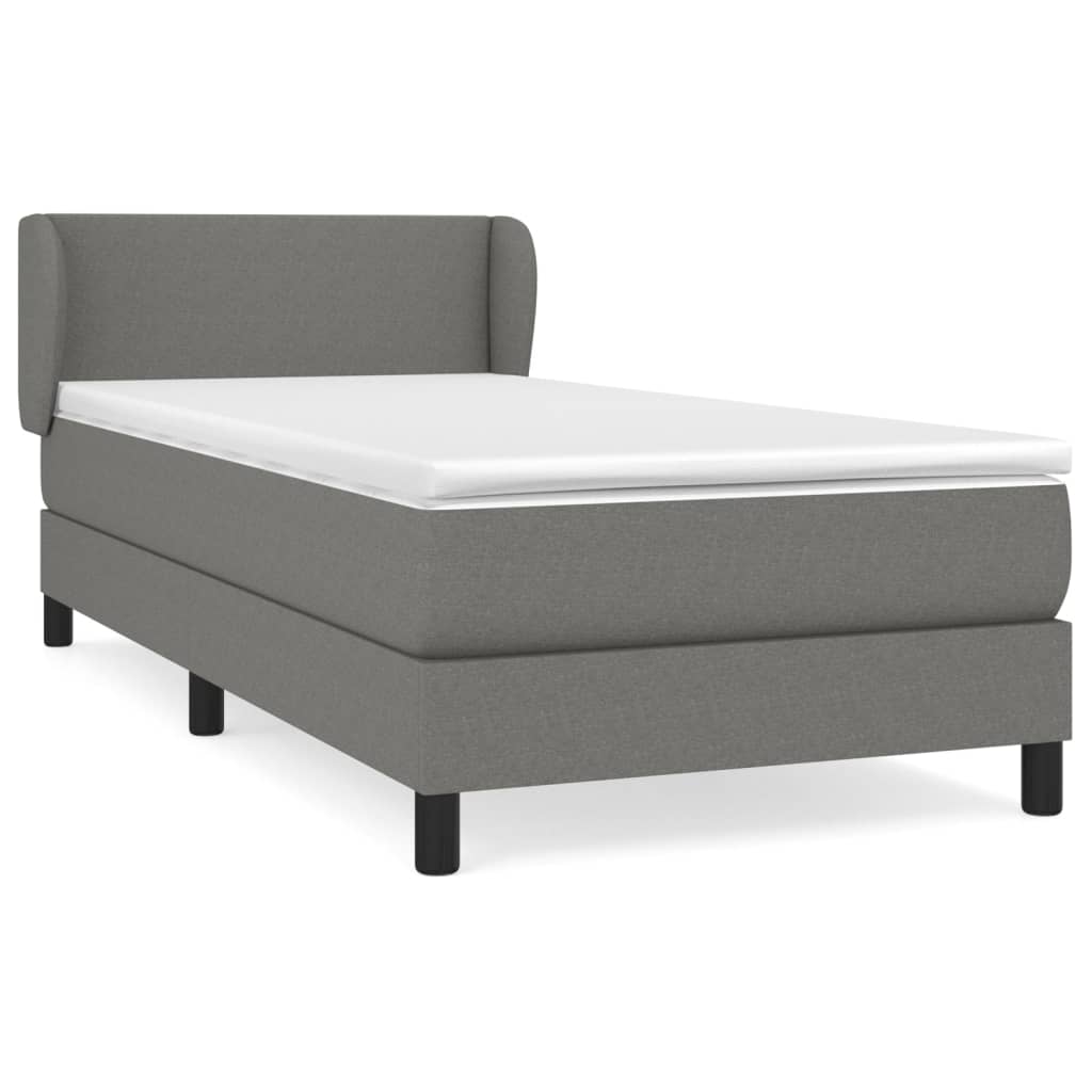 Cama box spring con colchón tela gris oscuro 80×200 cm 3126038