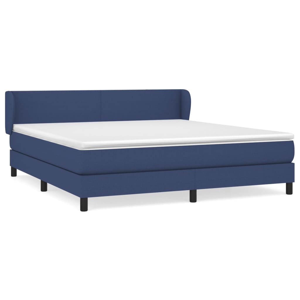 Cama box spring con colchón tela azul 160×200 cm 3126099