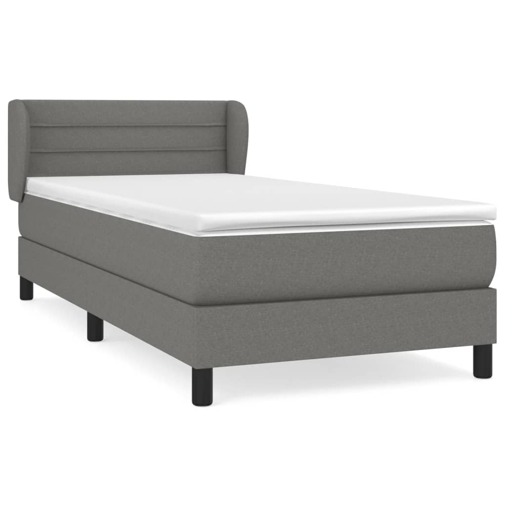 Cama box spring con colchón tela gris oscuro 80×200 cm 3126278
