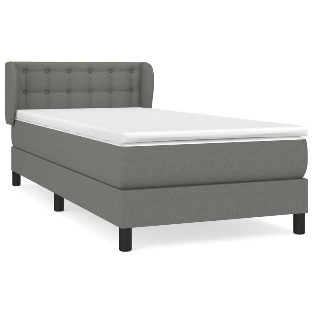 Cama box spring con colchón tela gris oscuro 80×200 cm 3126518