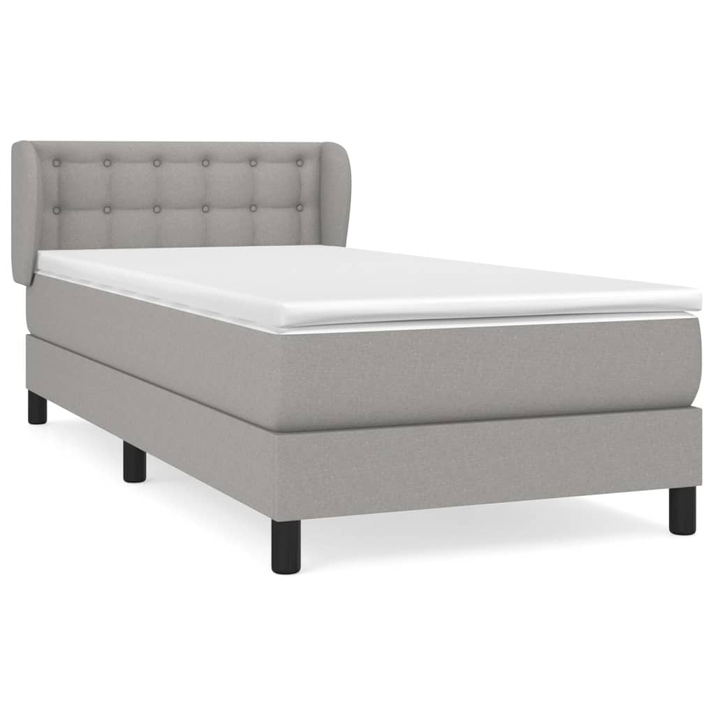 Cama box spring con colchón tela gris claro 90×200 cm 3126533