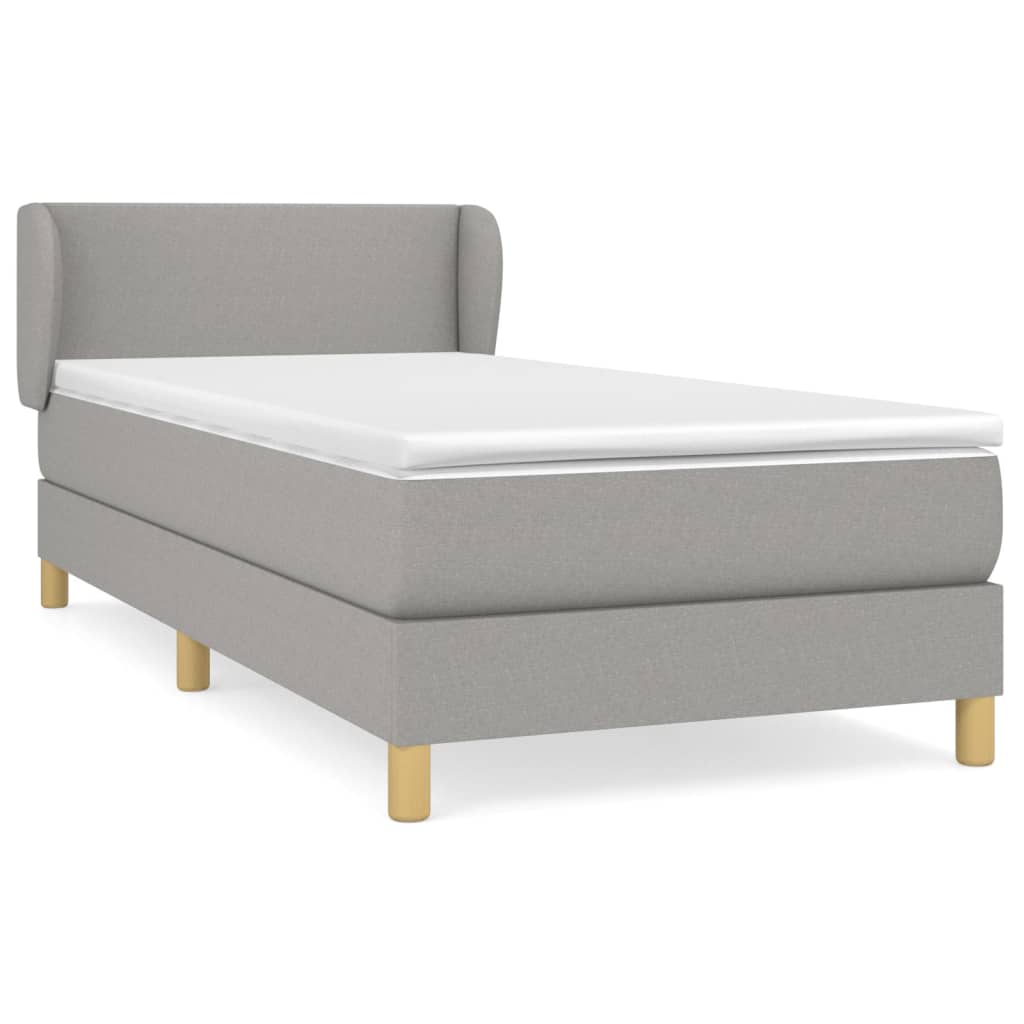Cama box spring con colchón tela gris claro 90×200 cm 3126613