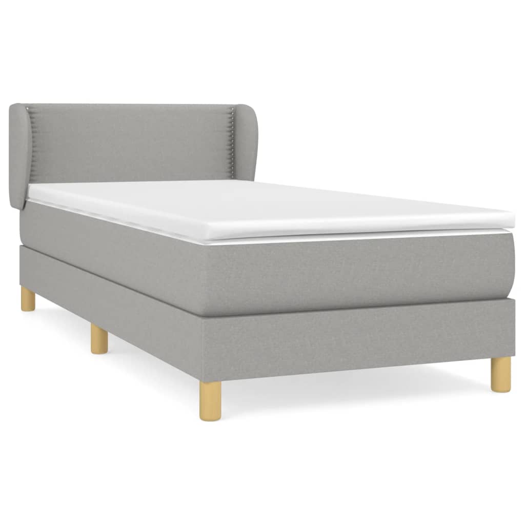 Cama box spring con colchón tela gris claro 90×200 cm 3126693