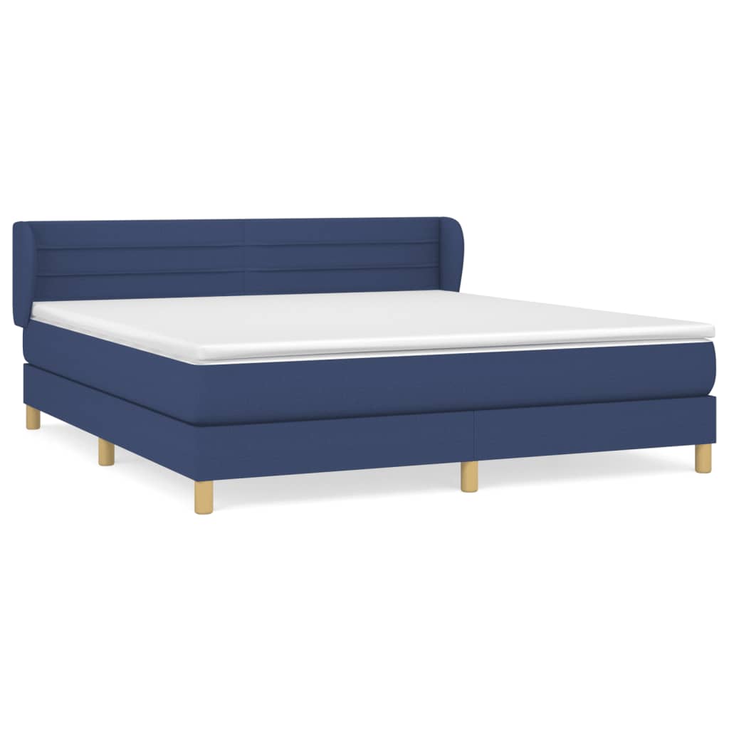 Cama box spring con colchón tela azul 160×200 cm 3126899