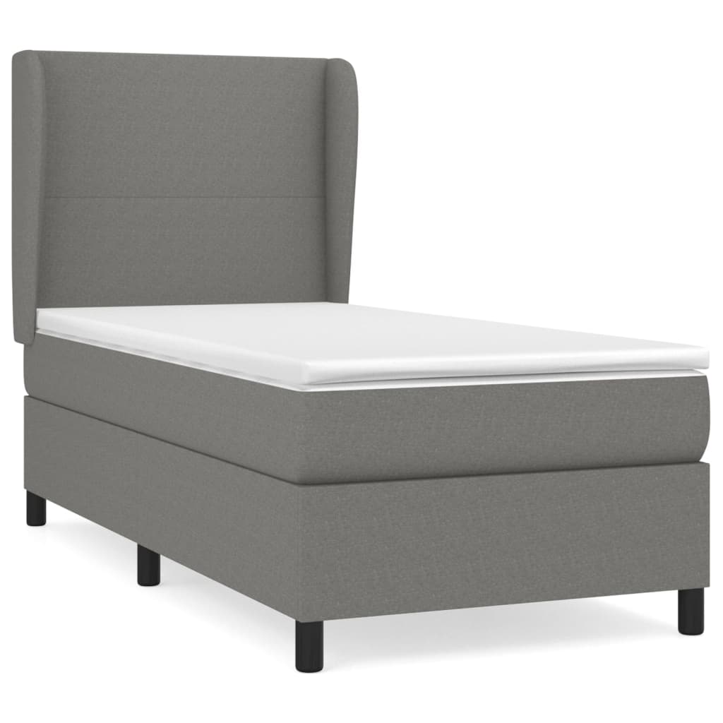 Cama box spring con colchón tela gris oscuro 80×200 cm 3127758