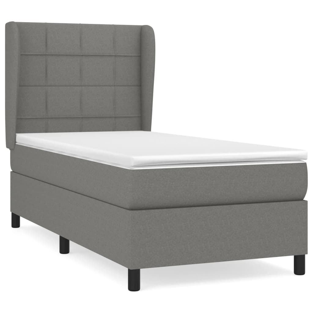 Cama box spring con colchón tela gris oscuro 80×200 cm 3127918