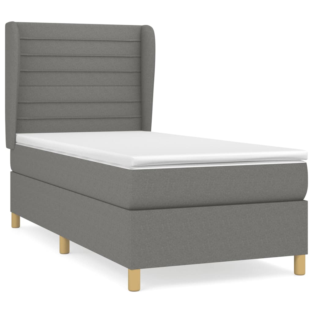 Cama box spring con colchón tela gris oscuro 80×200 cm 3128558