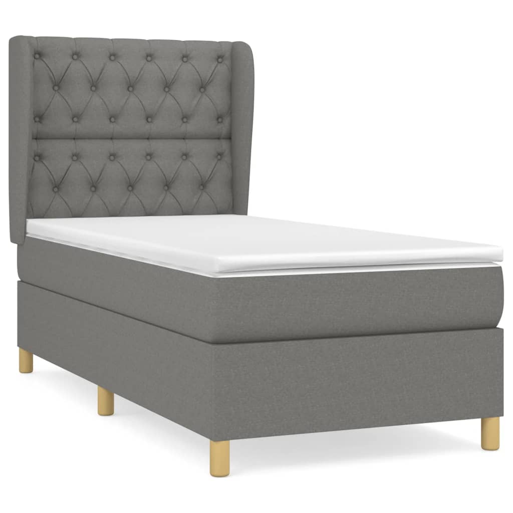 Cama box spring con colchón tela gris oscuro 80×200 cm 3128718