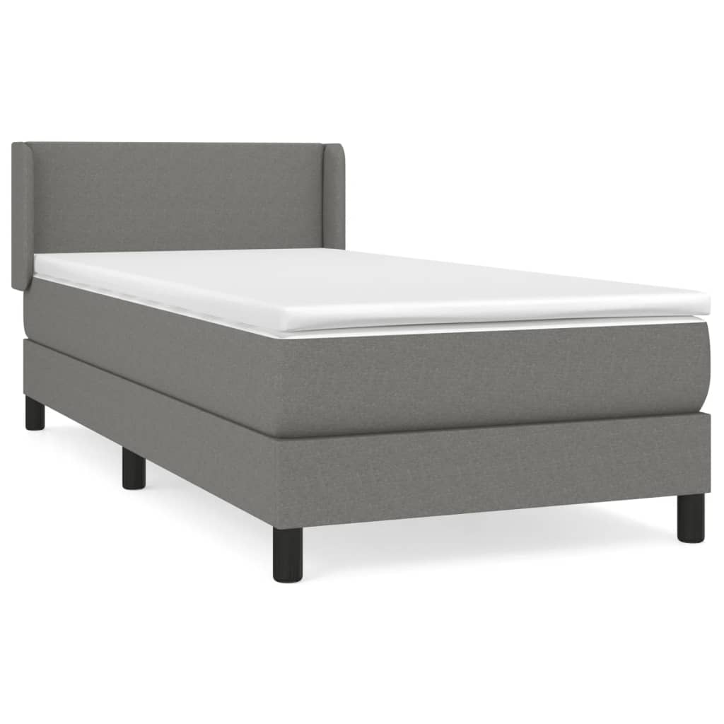 Cama box spring con colchón tela gris oscuro 80×200 cm 3129506