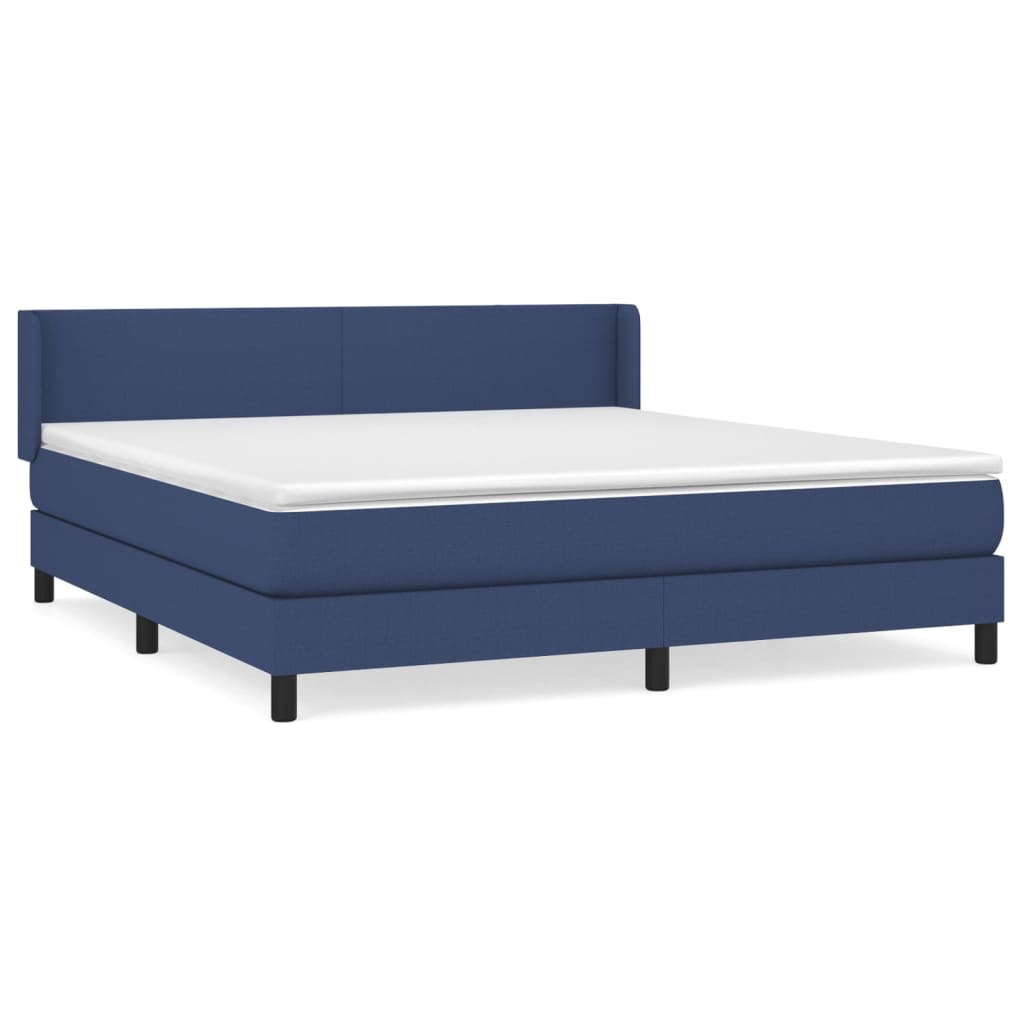 Cama box spring con colchón tela azul 160×200 cm 3129567