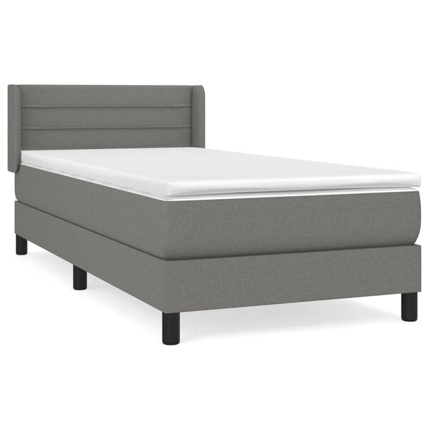 Cama box spring con colchón tela gris oscuro 80×200 cm Gris oscuro 80 x 200 cm Rayas horizontales